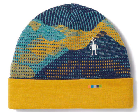 Kids' Thermal Merino Reversable Cuffed Beanie Blueberry Mountainscape