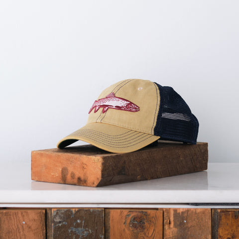 Trout Fish Patch Snap back, Navy Khaki