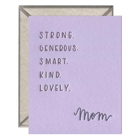 Mom Attributes - Mother's Day card- Final Sale