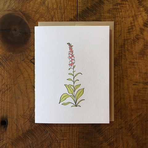 Foxglove Wildflower Letterpress Card