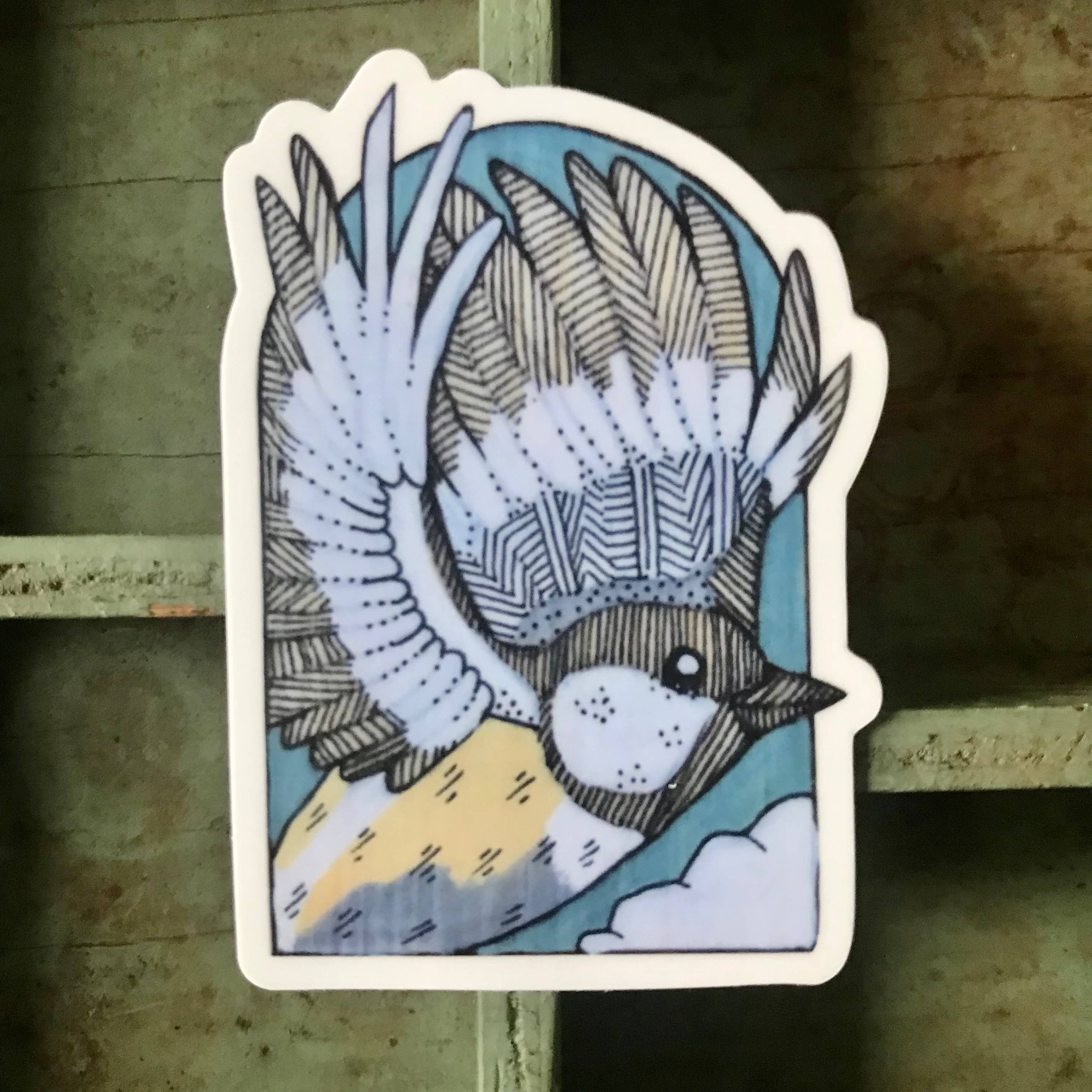Chickadee Arch Vinyl Sticker