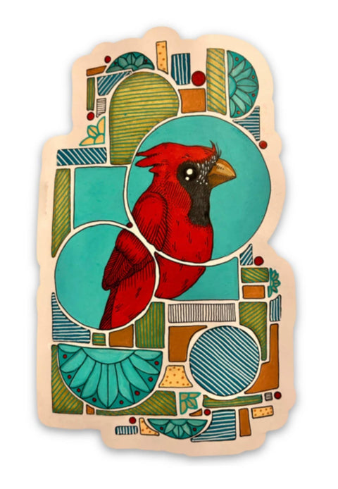 Cardinal Stained Glass Vinyl Sticker