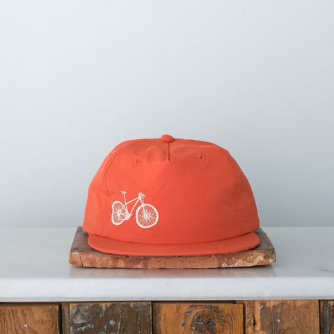 Bicycle Embroidered Nylon Trucker Cap, Persimmon