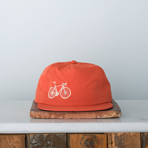 Bicycle Embroidered Nylon Trucker Cap, Persimmon