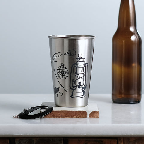 Camping Tools Equipment Stainless Steel Metal Pint Tumbler