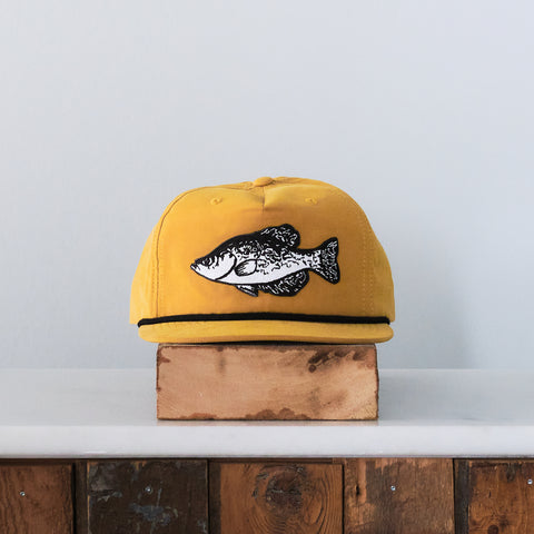 Crappie Patch Snap back, Black Mustard