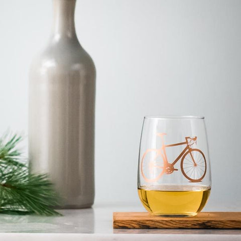 Bicycle Stemless Wine Glass