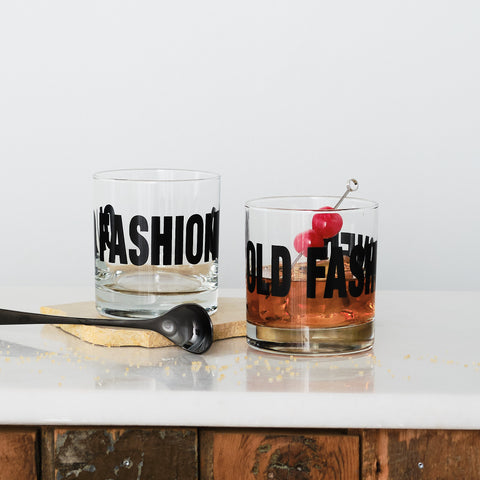 Old Fashioned Typography Rocks Glasses