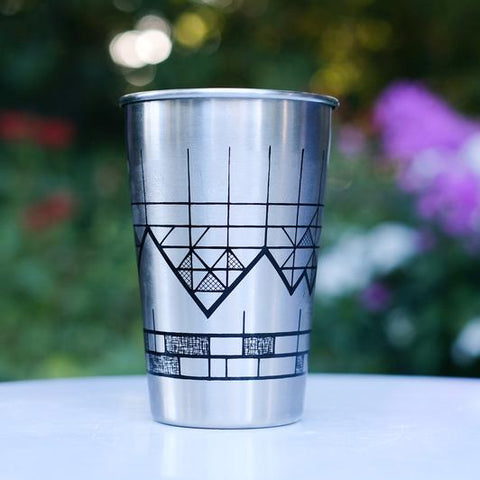 Geometric Mountain Stainless Steel Pint