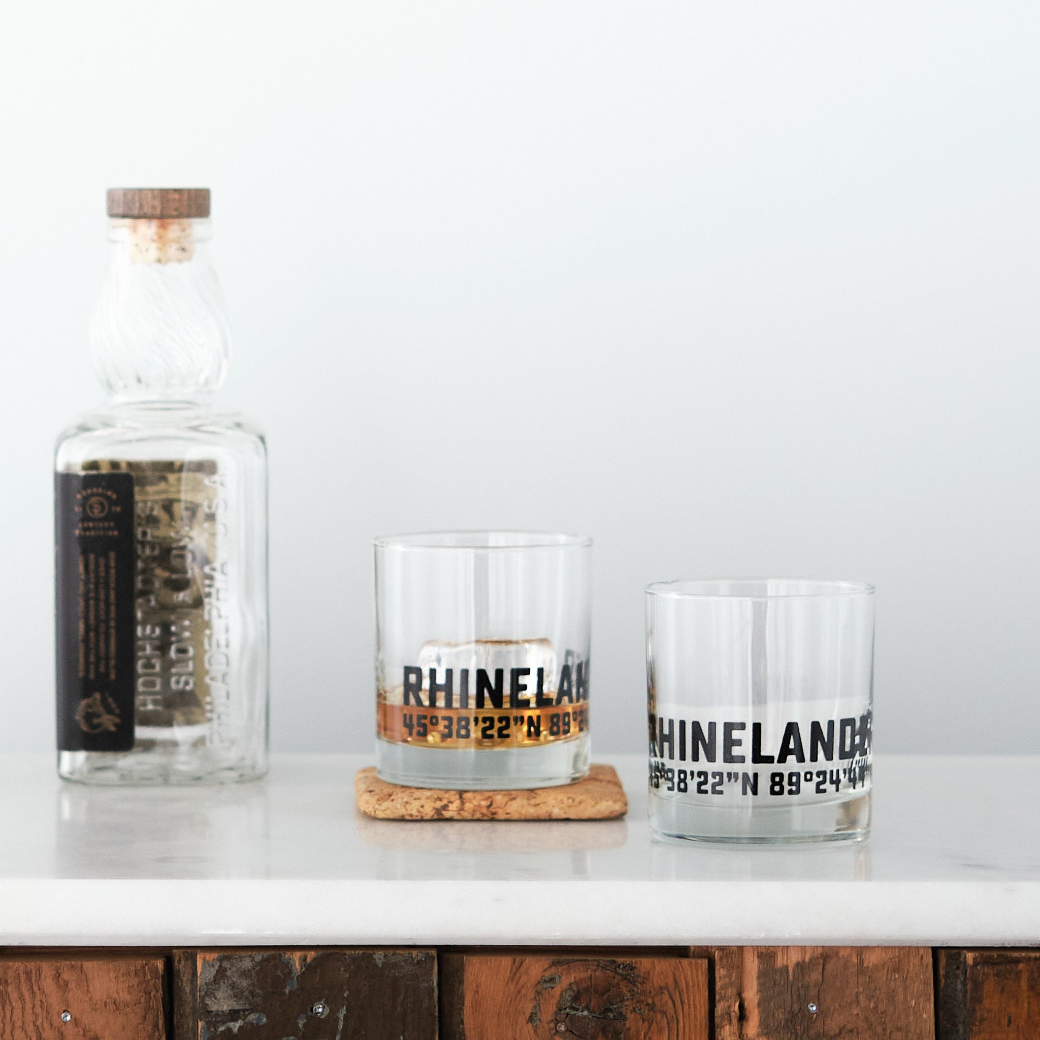 Rhinelander Latitude and Longitude Glasses