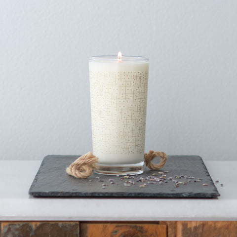 Ridgeway Geometric Mod Soy Candle, Reusable Collins glass