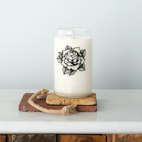 Tattoo Can Glass Soy Candle, Reusable Container