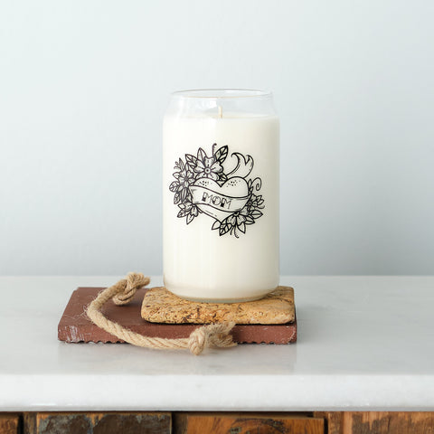 Tattoo Can Glass Soy Candle, Reusable Container