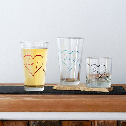 Monogram Glassware Set - True Love, set of 6