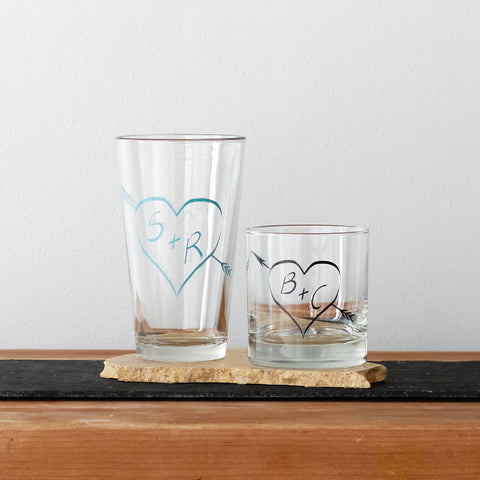 Monogram Glassware Set - True Love, set of 6