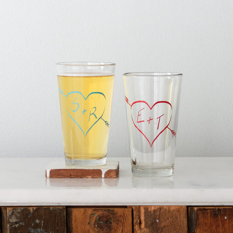 Monogram Glassware Set - True Love, set of 6