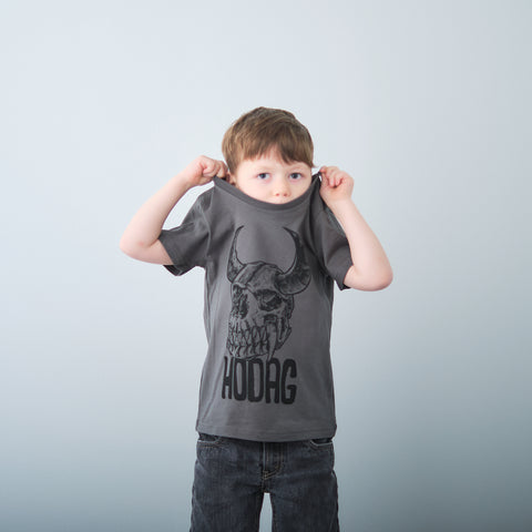 Youth Hodag Skull Tee, Charcoal