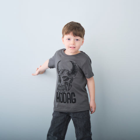 Youth Hodag Skull Tee, Charcoal