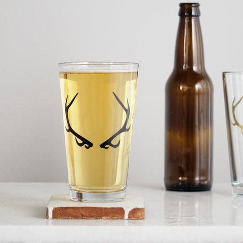 Matte Black Antler Glassware, Rocks and Pints