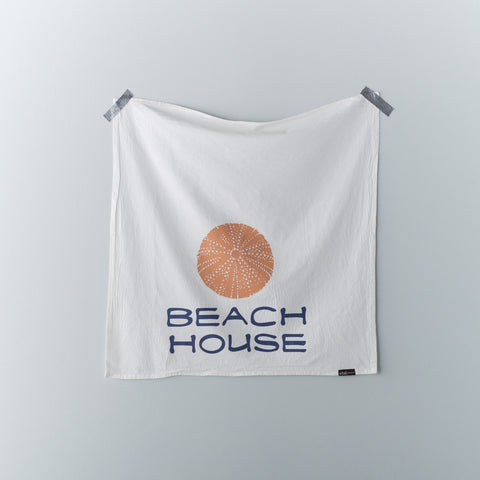 Beach House Flour Sack Towels, Starfish, Sea Urchin, Sand Dollar, Scallop