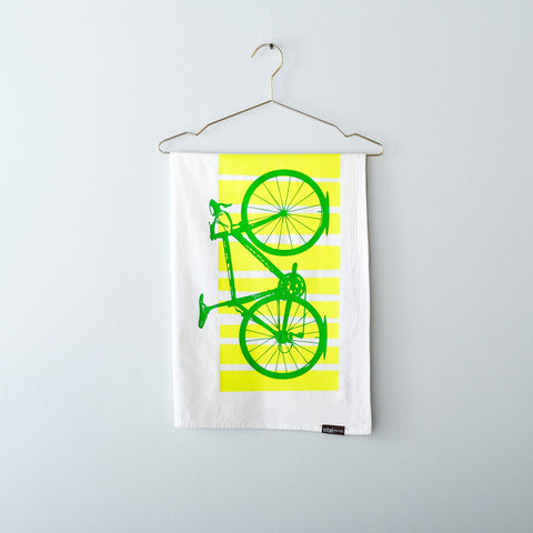 Road Bike Deluxe Flour Sack Towel, Green and Citron