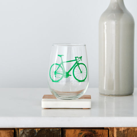 Bicycle Stemless Wine Glass