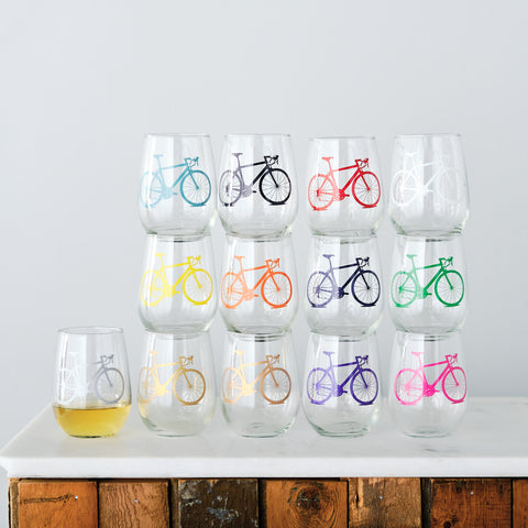 Bicycle Stemless Wine Glass