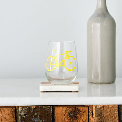 Bicycle Stemless Wine Glass