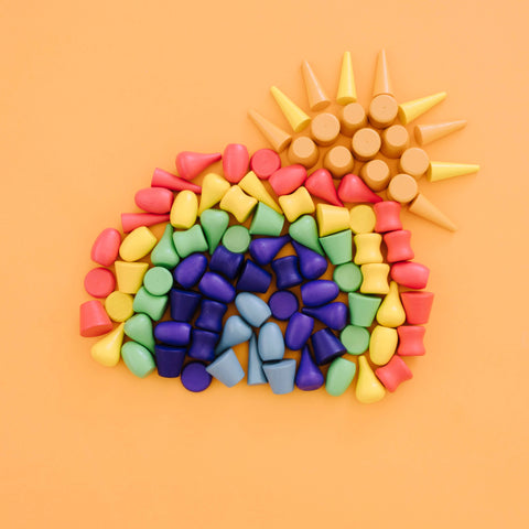 Bright Wooden Shapes, 96 Piece Set