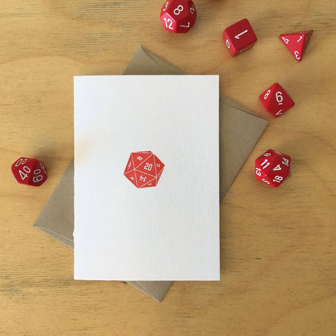 D20 Dice Letterpress Card