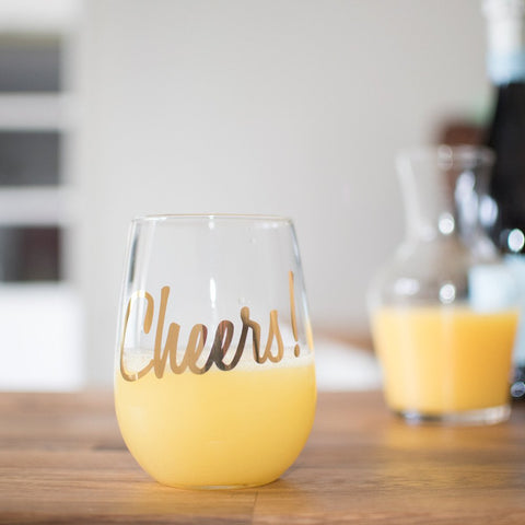 Cheers! 20k Gold Stemless Wine Glass