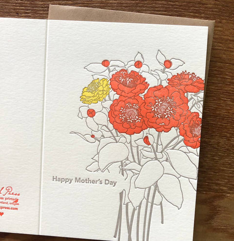 Mother's Day Letterpress Card Zinnia Bouquet-Final Sale