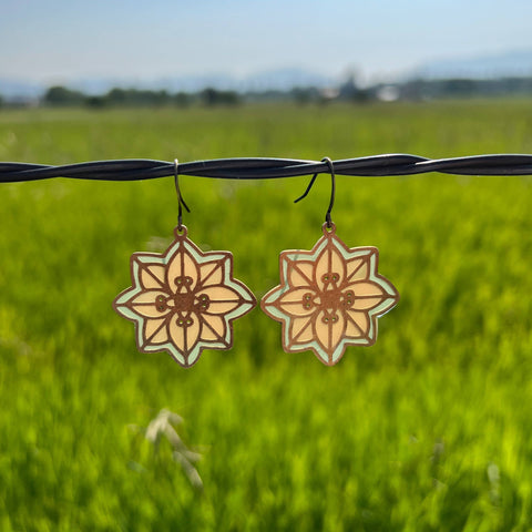 QUILTED STAR - stained glass resin earrings