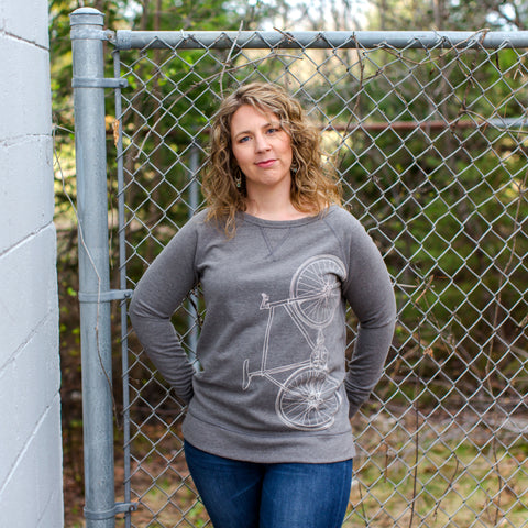 Womens Fixie Bicycle French Terry Reversible Sweatshirt - Final Sale