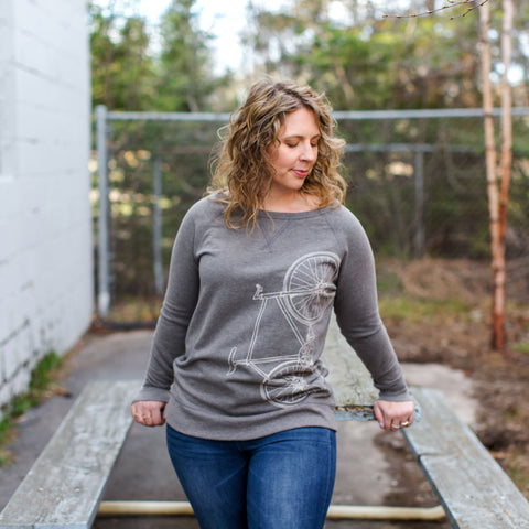 Womens Fixie Bicycle French Terry Reversible Sweatshirt - Final Sale