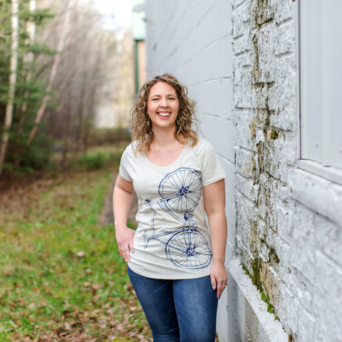Women’s FIXIE Bike Violet Oatmeal Scoop Neck Tee - Final Sale
