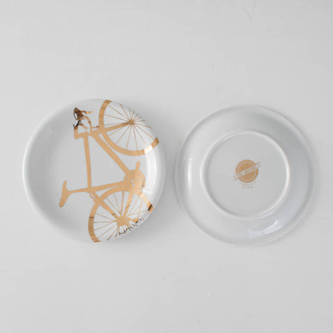 Gold Bicycle Dinner Plate, 22K Mirror Gold