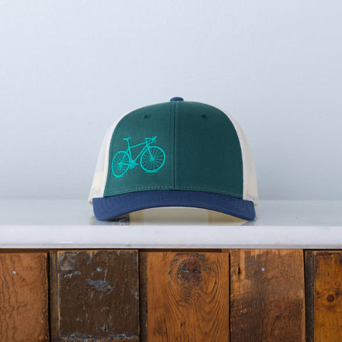 Road Bike Low Profile Trucker Cap, Chill Tri-Color