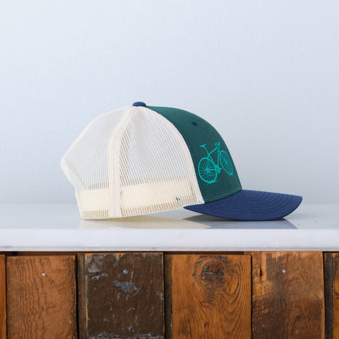 Road Bike Low Profile Trucker Cap, Chill Tri-Color