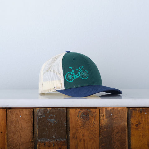 Road Bike Low Profile Trucker Cap, Chill Tri-Color