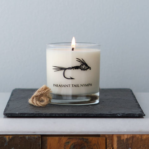 Fly Fishing Soy Candle, black screen print