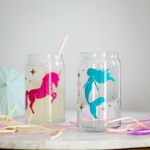 Unicorn and Mermaid Can Glasses