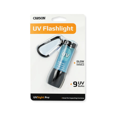 Carson UV Flashlight packaging on a white background