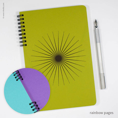 Big Burst Spiral Notebook with Chartreuse Cover + Black Ink: Blank