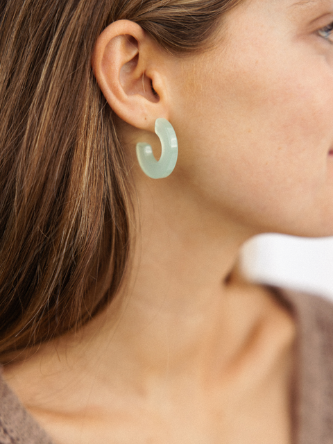 Ray Chunky Hoop Earrings: Tiger Green