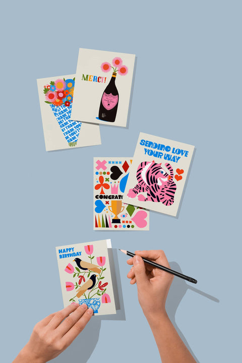 Happy Birthday Nordic Birds Greeting Card