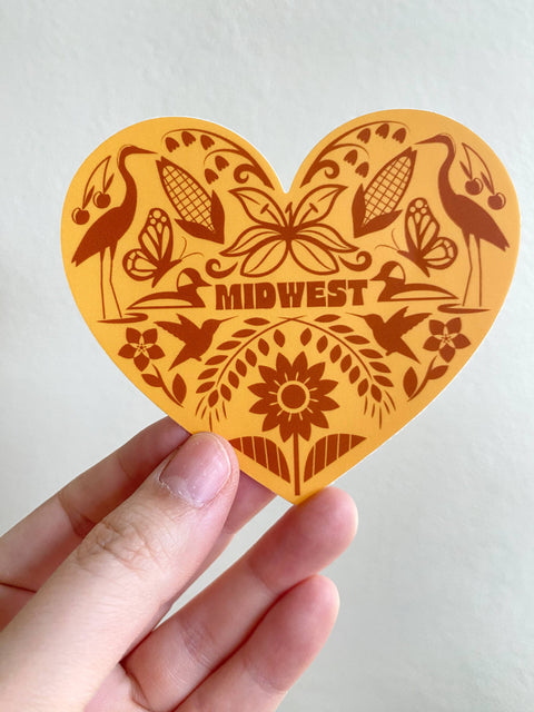 Midwest Flora & Fauna Heart Icons Vinyl Sticker 