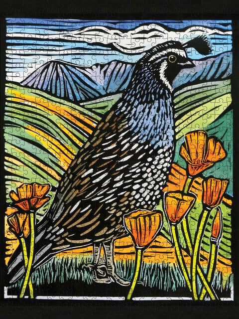Molly Hashimoto: California Quail 500-Piece Jigsaw Puzzle