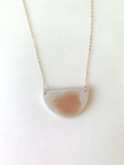 Half-moon droplet necklace: Aqua and rust