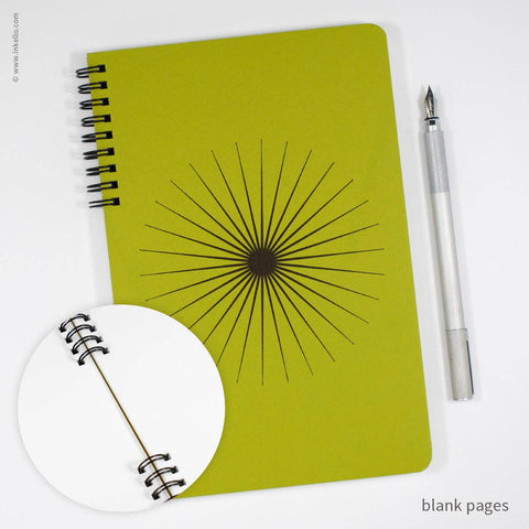 Big Burst Spiral Notebook with Chartreuse Cover + Black Ink: Blank